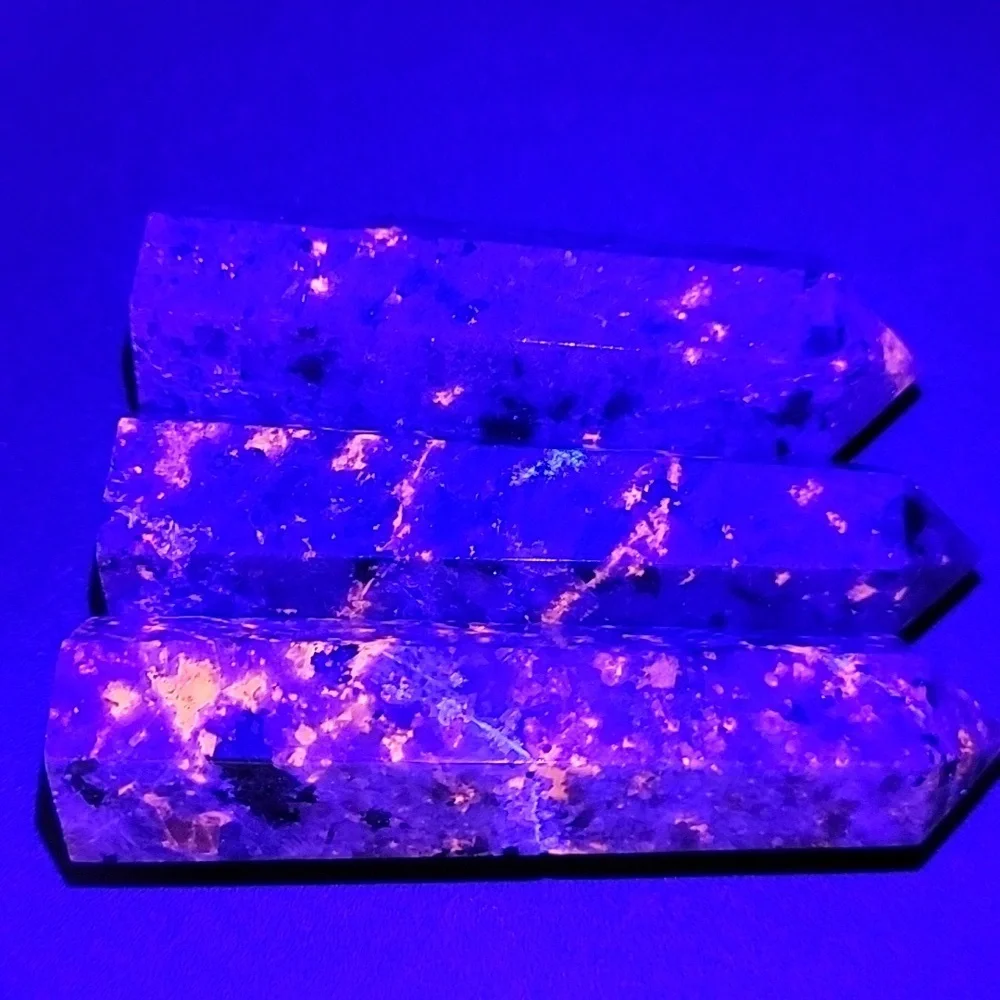 Lot of 3 Yooperlite Towers Natural Gemstone UV Reactive Hand Crafted 234g